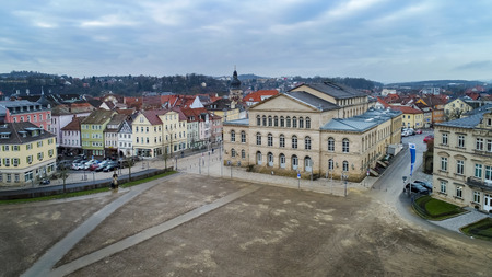 COBURG, GERMANY - CIRCA JANUARY, 2018: Air view of the Landestheater Coburg and Coburg town in Bavaria, Germanyのeditorial素材