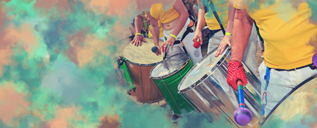 Samba drummer participates at the annual samba festival in Coburg, Germanyの写真素材
