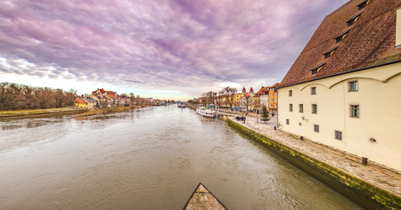 REGENSBURG, BAVARIA, GERMANY - CIRCA DECEMBER, 2018: The Cityscape of Regensburg town, Germany.のeditorial素材