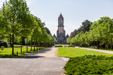 LEIPZIG, GERMANY - CIRCA MARCH, 2018:  The chapel buildings of The South Cemetery, original name Suedfriedhof, in Leipzig town in Germanyのeditorial素材
