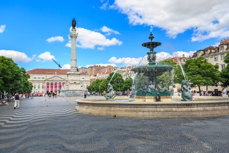 LISBON, PORTUGAL - CIRCA OCTOBER, 2016:  The Rossio Square of Lisbon town, Portugal.のeditorial素材