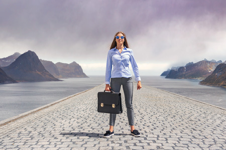 symbolic picture of the career chances for young female job starterの写真素材