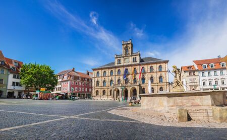 WEIMAR, GERMANY - CIRCA JULY, 2019: Marktplatz and City Hall of Weimar in Thuringia, Germanyのeditorial素材