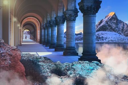 fantasy coastal landscape of an unreal Land with a castle