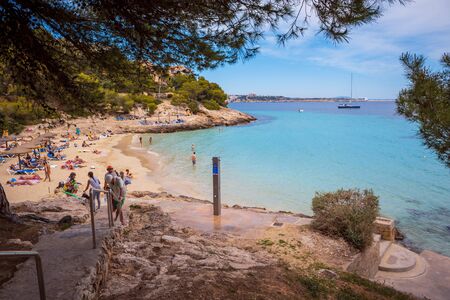 MALLORCA, BALEARIC ISLANDS, SPAIN - CIRCA MAI, 2016:  The Cala Comtesa bay at Illetes on Mallorca...