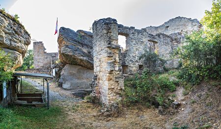 HASSBERGE, GERMANY - CIRCA JUNE, 2019: Ruin of castle Lichtenstein in Hassberge county, Bavaria, Germanyのeditorial素材