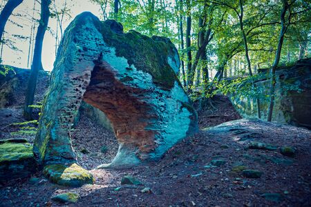 Ruin of castle Burgstall Gutenfels in Hassberge county near Buch, Bavaria, Germanyの写真素材