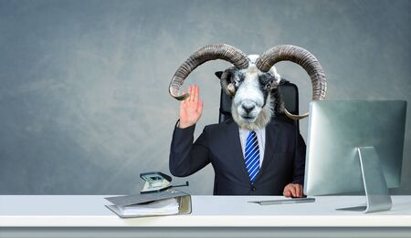 symbolic picture of unfriendly, unpleasant colleague and bad working atmosphere in the officeの写真素材