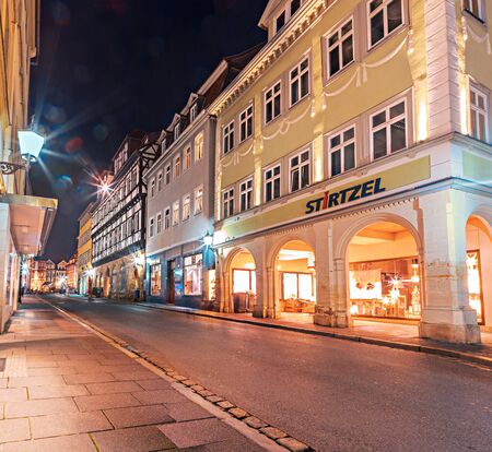 COBURG, GERMANY - CIRCA OCTOBER, 2019:  The Ketschengasse street at night in Coburg town, Bavaria,...