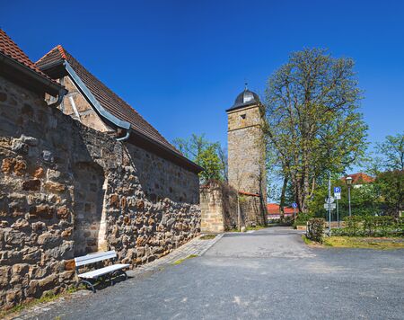 HASSBERGE, GERMANY - CIRCA APRIL, 2019: Townscape of Ebern in Hassberge county, Bavaria, Germany