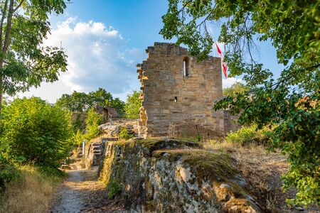 HASSBERGE, GERMANY - CIRCA JUNE, 2019: Ruin of castle Lichtenstein in Hassberge county, Bavaria, Germanyのeditorial素材