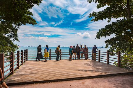 SINGAPORE, SINGAPORE - CIRCA SEPTEMBER, 2017:  The Beach of Sentosa Island in Singapore town,...