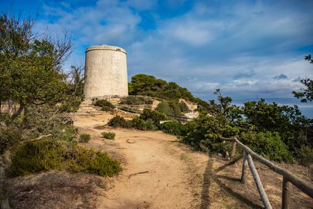 Torre del Tajo tower on the Atlantic coast between Trafalgar and Barbate in Andalusia, Spainの写真素材