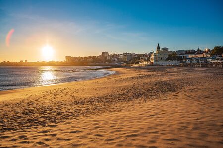 The Praia do Tamariz beach in Estoril- Cascais, Portugalの写真素材