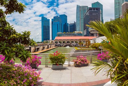 SINGAPORE, SINGAPORE - CIRCA SEPTEMBER, 2017: The Marina Bay view in Singapore.のeditorial素材