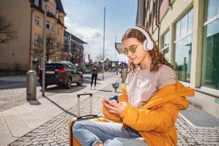 Portrait of a teenage girl on the trip in a german town