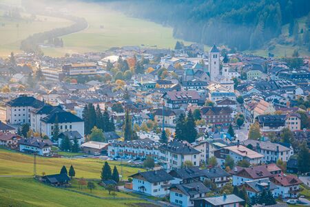 Innichen town in Dolomite Alps, Italy, Europeの写真素材