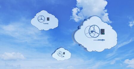 symbolic picture for data cloud protection and security, 3D illustration