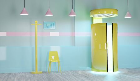 3D illustration of a cryosauna room or cryotherapy or freezing cabinetの写真素材