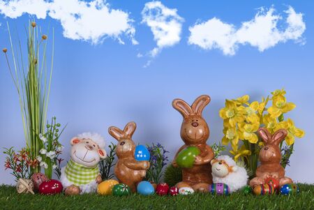 The Easter bunny with the lamb