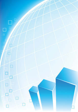 Blue corporate design with graphs and a globeのイラスト素材