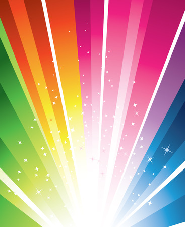 A colourful design with a burst and starsのイラスト素材