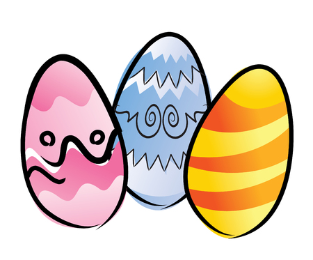 Three easter eggs in various colorsのイラスト素材