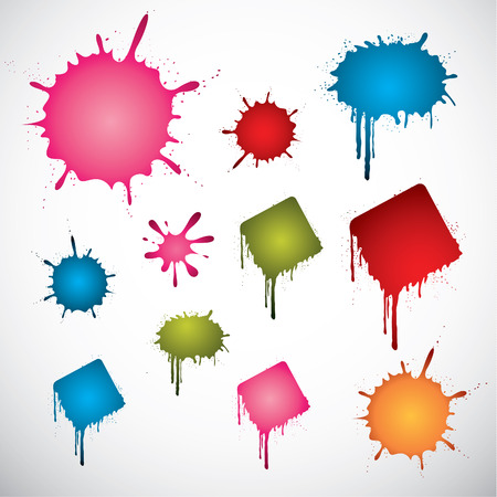 Set of various colored vector ink spotsのイラスト素材