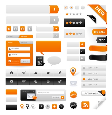 Large set of icons, buttons and menus for websitesのイラスト素材
