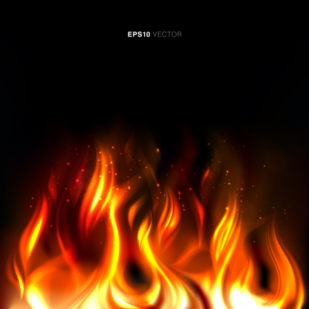 Illustration of vividly burning fire on a black backgroundのイラスト素材