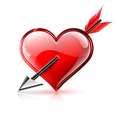 Illustration of a glossy vector heart with an arrowのイラスト素材