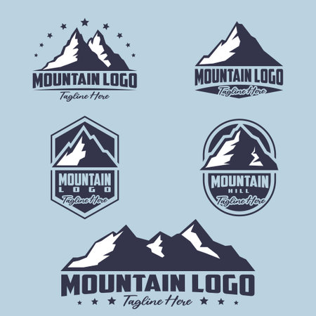mountain theme logo. Miscellaneous mountain vector logo.のイラスト素材
