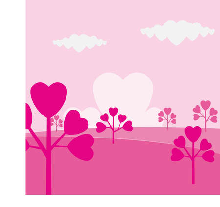 Abstract landscape pink valentine theme.のイラスト素材