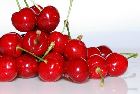 many red ripe cherry crisp in the summer from the gardenの写真素材