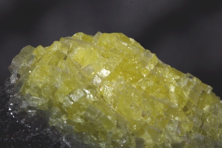 crystals of sulfur on bergkristall bedrockの写真素材