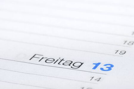 Friday the thirteenth calendar view on a diagonalの写真素材