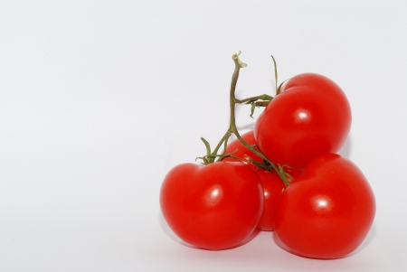 fresh red tomato with lots of water drops on white background rightの写真素材