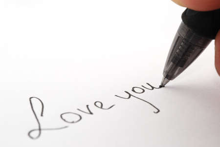 love you written on a white letter view sideの写真素材