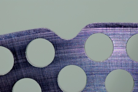 large brake disc surface up macro perforated by mountainbike