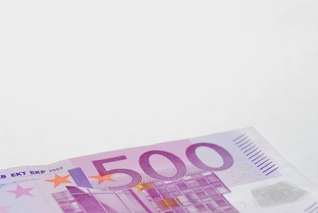 500 euro bank note bottom white backgroundの写真素材