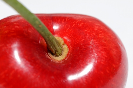 fresh red cherry in large viewの写真素材
