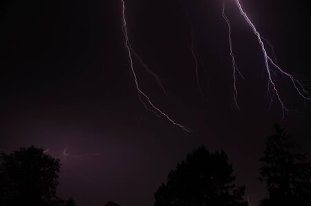 beautiful bright lightning from above at night