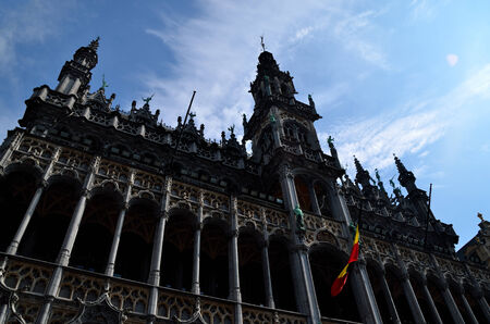 city hall of amsterdam view with blue skyの写真素材