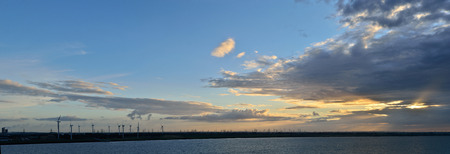 many windmills seaside panorama