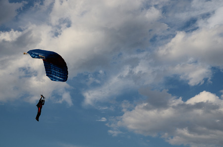 skydiver just before landing