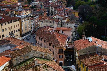 beautiful old houses in Pisa Italy view from aboveのeditorial素材