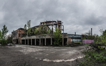 large abandoned foundry building with terrainの写真素材