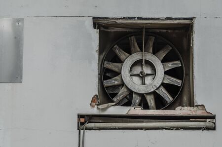 large ventilator in an abandoned old factoryの写真素材