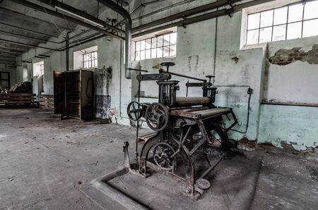 old press in spinning factoryの写真素材