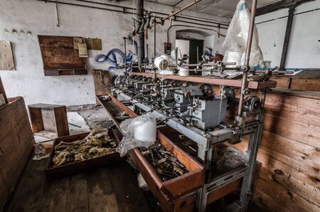 machines in old spinning factoryの写真素材